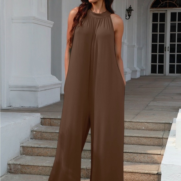 Double Take Full Size Tie Back Cutout Sleeveless Jumpsuit - Picture 4 of 9